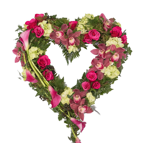 Contemporary Open Heart Funeral Flower Arrangement