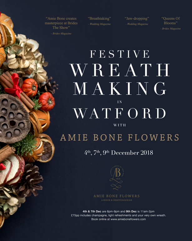Festive Wreath Making Courses in Watford with Amie Bone Flowers